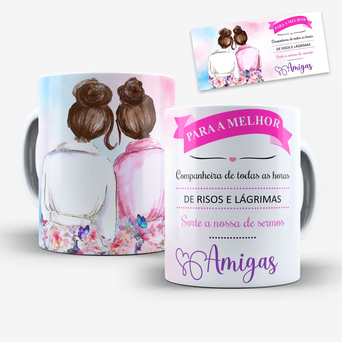 Arte Para Caneca Amiga Para a Melhor Companheira de Todas as Horas - Arquivo Digital Sublimação