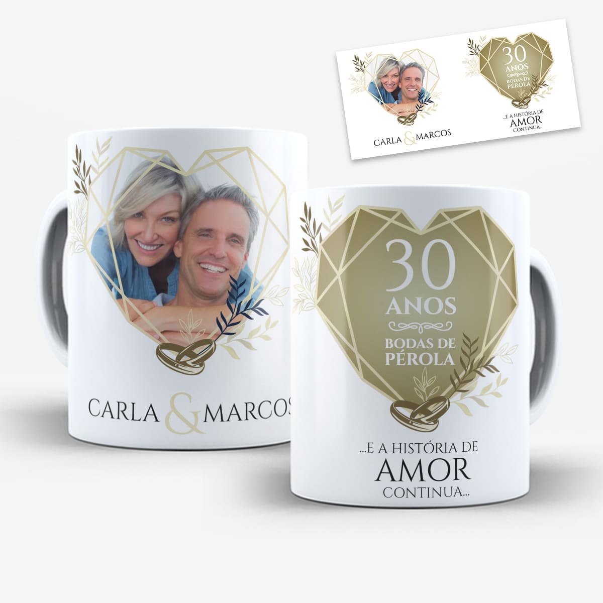 Arte Para Caneca Bodas de Pérola 30 Anos de Casados Com Foto - Arquivo Digital Sublimação
