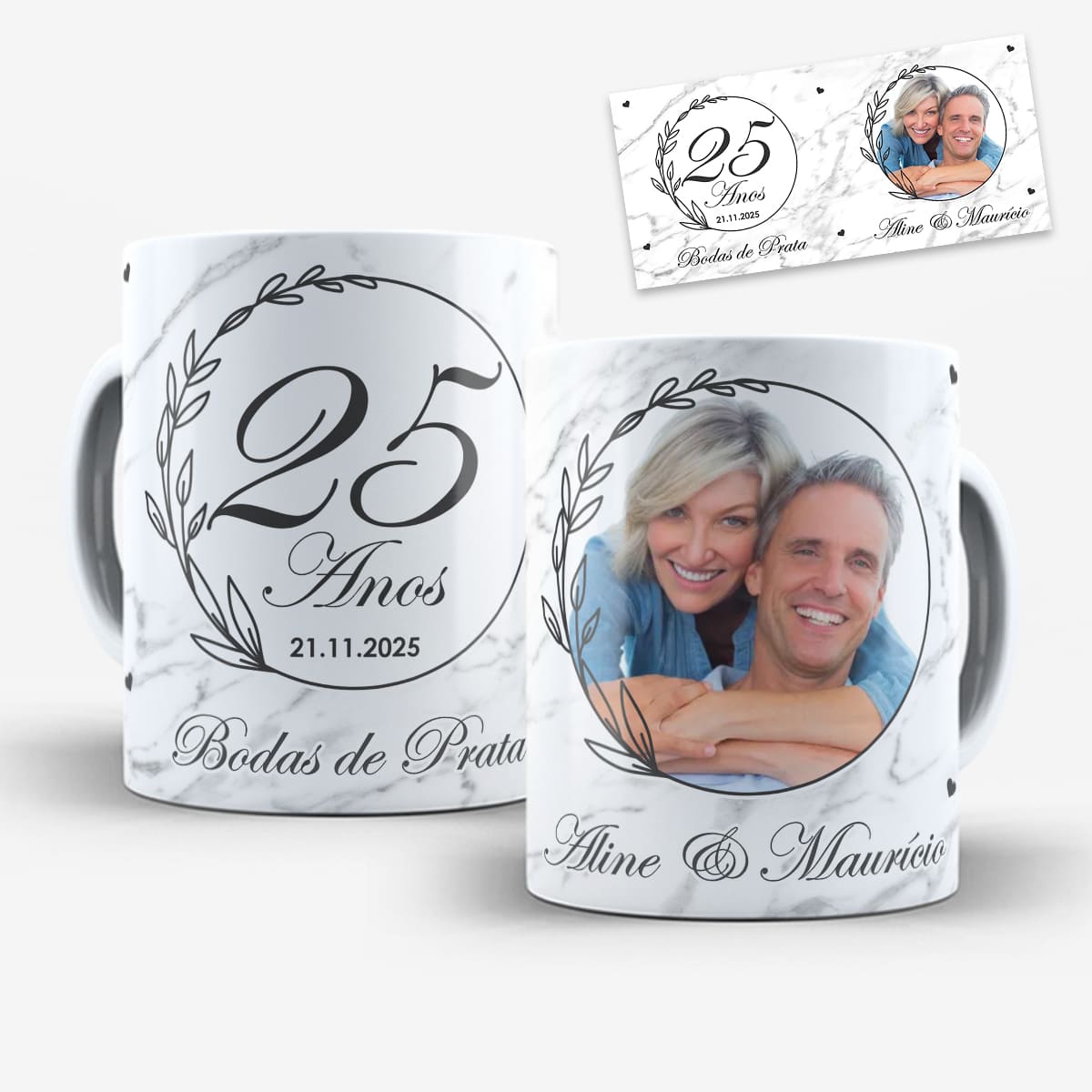 Arte Para Caneca Bodas de Prata 25 Anos de Casados - Arquivo Digital Sublimação