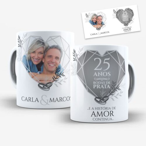 Arte Para Caneca Bodas de Prata 25 Anos de Casados Com Foto - Arquivo Digital Sublimação