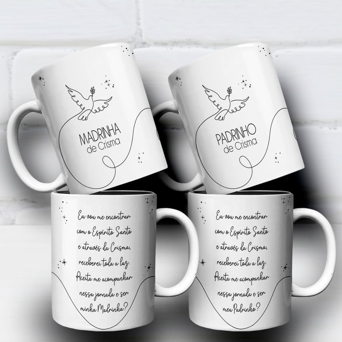 Arte Para Caneca Convite Madrinha e Padrinho de Crisma (2 Versões) - Arquivo Digital Sublimação
