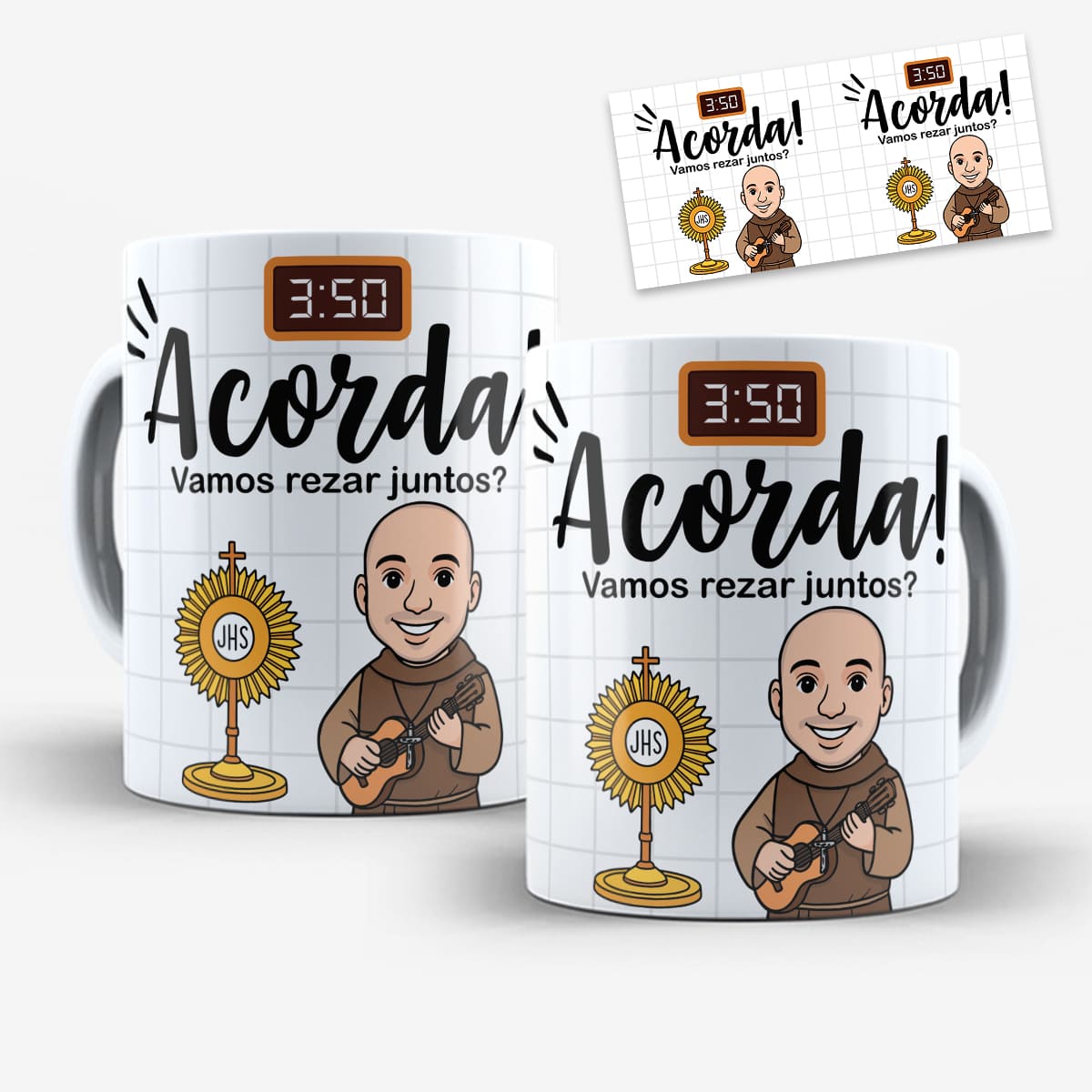 Arte Para Caneca Frei Gilson Vamos Rezar Juntos - Arquivo Digital Sublimação