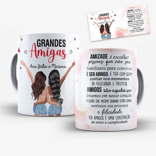 Arte Para Caneca Grandes Amigas Amizade Com Nome - Arquivo Digital Sublimação