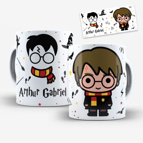 Arte Para Caneca Harry Potter Fofo Com Nome - Arquivo Digital Sublimação