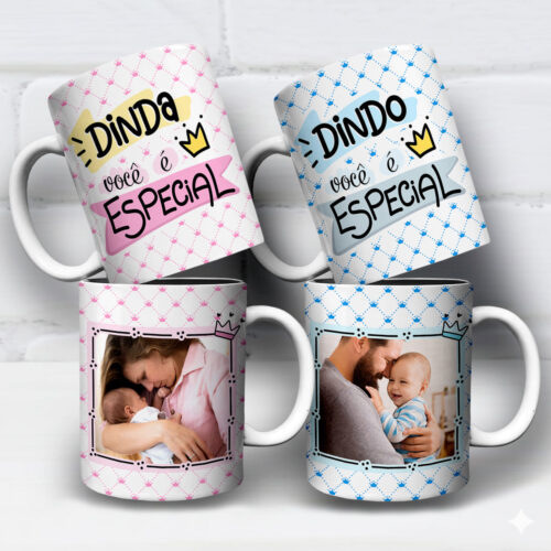 Arte Para Caneca Dindo e Dinda Você é Especial Com Foto - Arquivo Digital Sublimação
