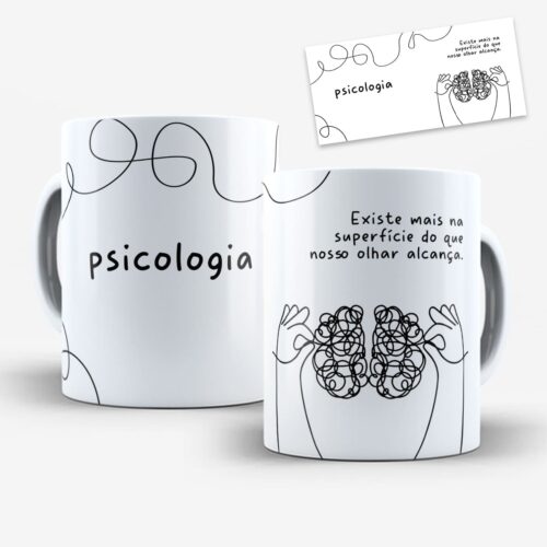 Arte Para Caneca Profissões Psicologia Minimalista - Arquivo Digital Sublimação