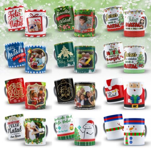 Pack de Artes Para Caneca de Natal Para Sublimação - 12 Artes