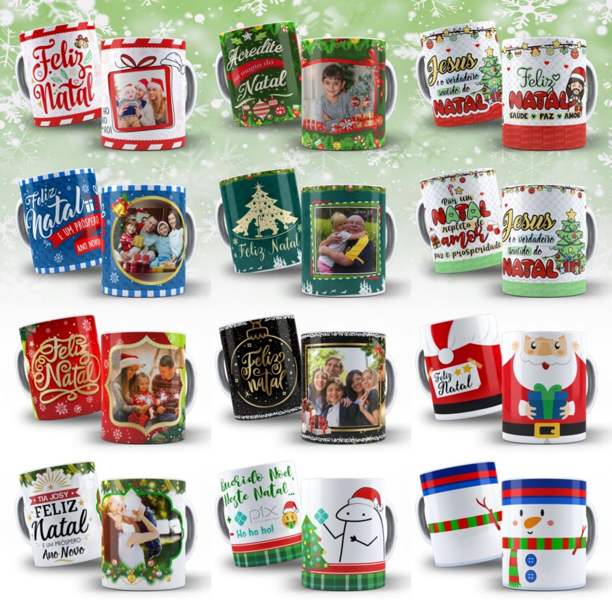 Pack de Artes Para Caneca de Natal Para Sublimação - 12 Artes