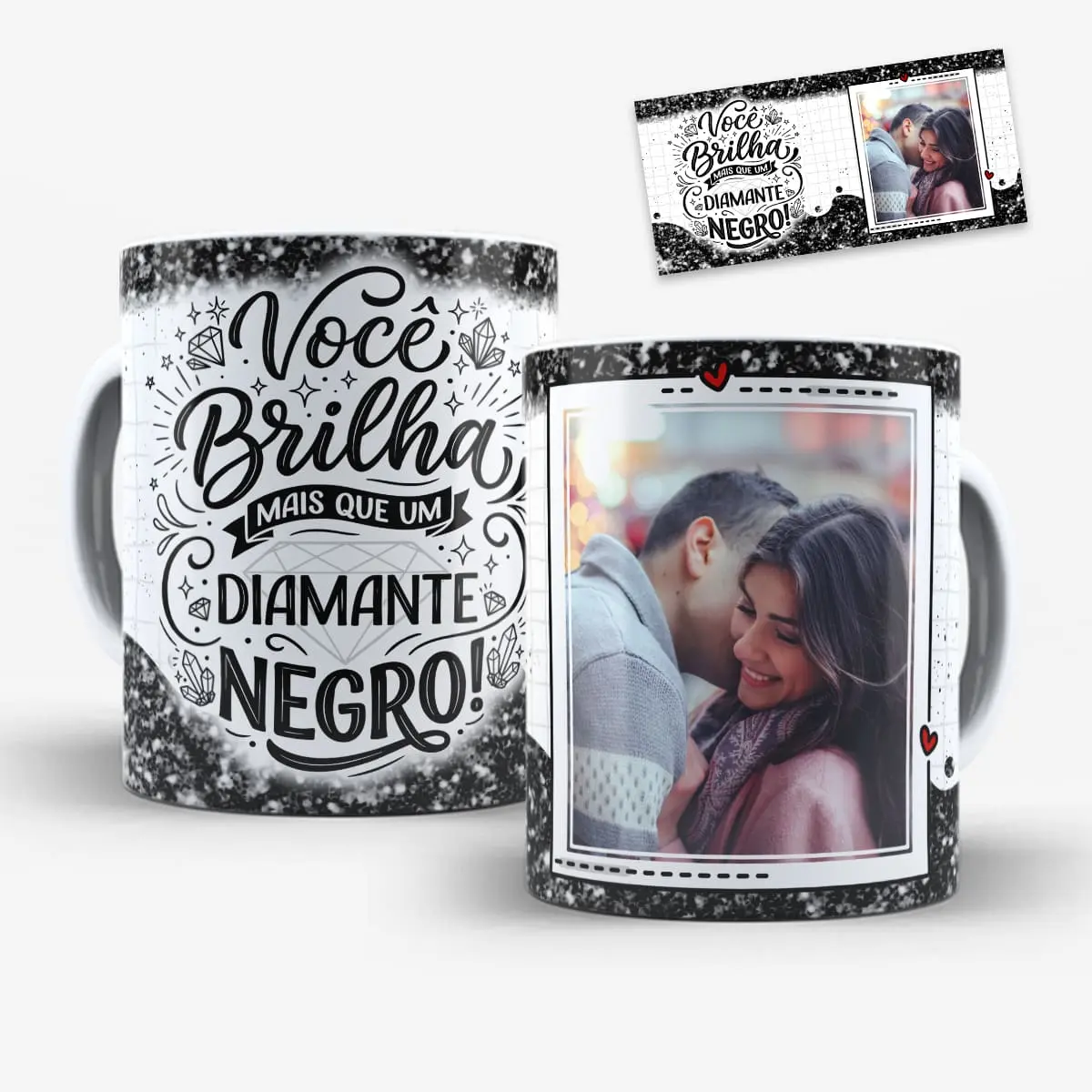 arte para caneca páscoa diamante negro com foto e mensagem Você brilha mais que um diamante negro