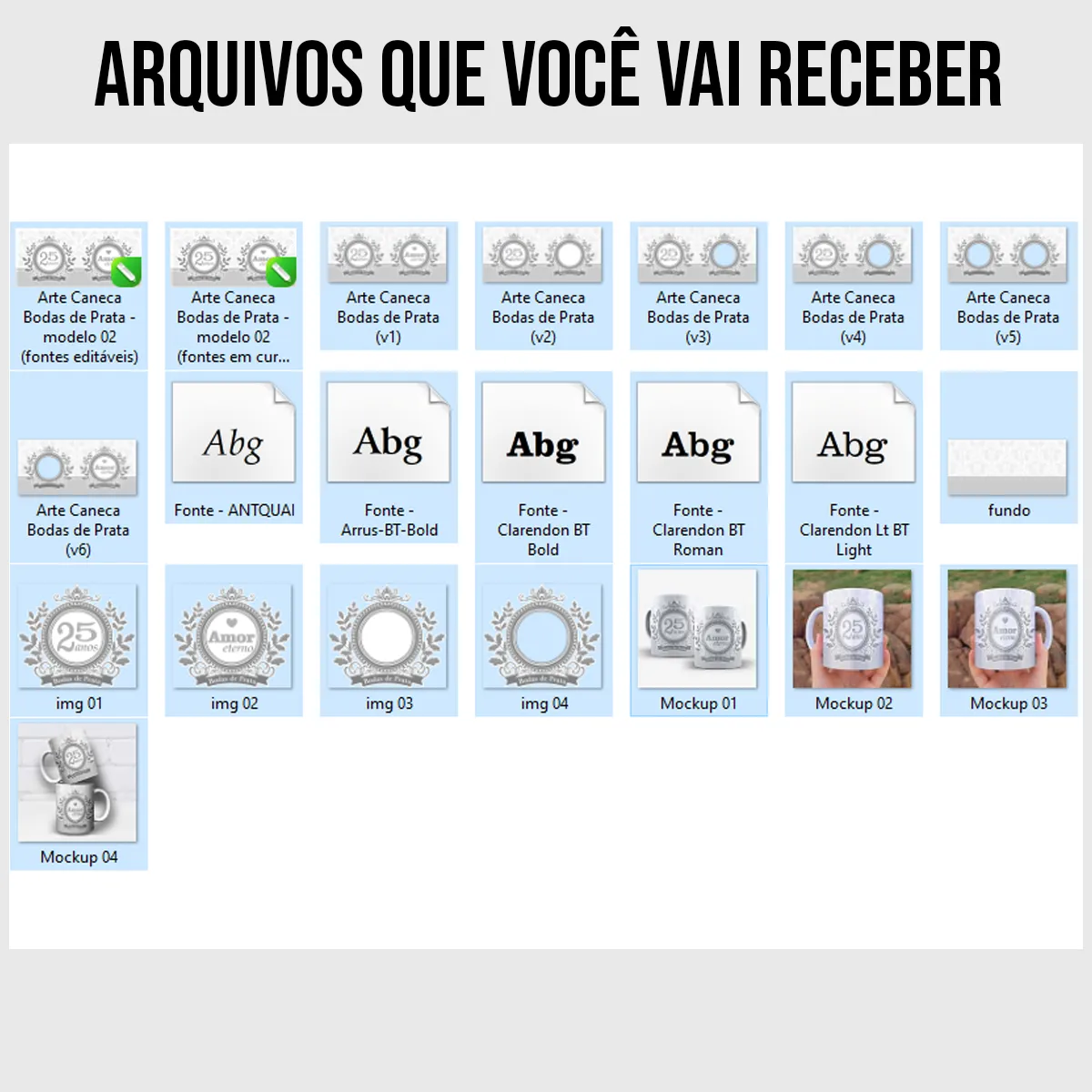 arquivos da arte para caneca bodas de prata 25 anos de casados com detalhes ornamentais prateados com as frases 25 anos bodas de prata e amor eterno