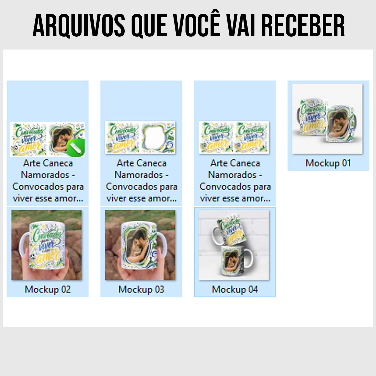 arquivos arte para caneca namorados copa do mundo brasil com frase Convocados para viver esse amor e espaço para foto do casal