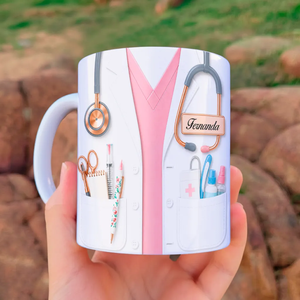 Arte Para Caneca Enfermagem Jaleco 3D - Arquivo Digital Sublimação - Imagem 4