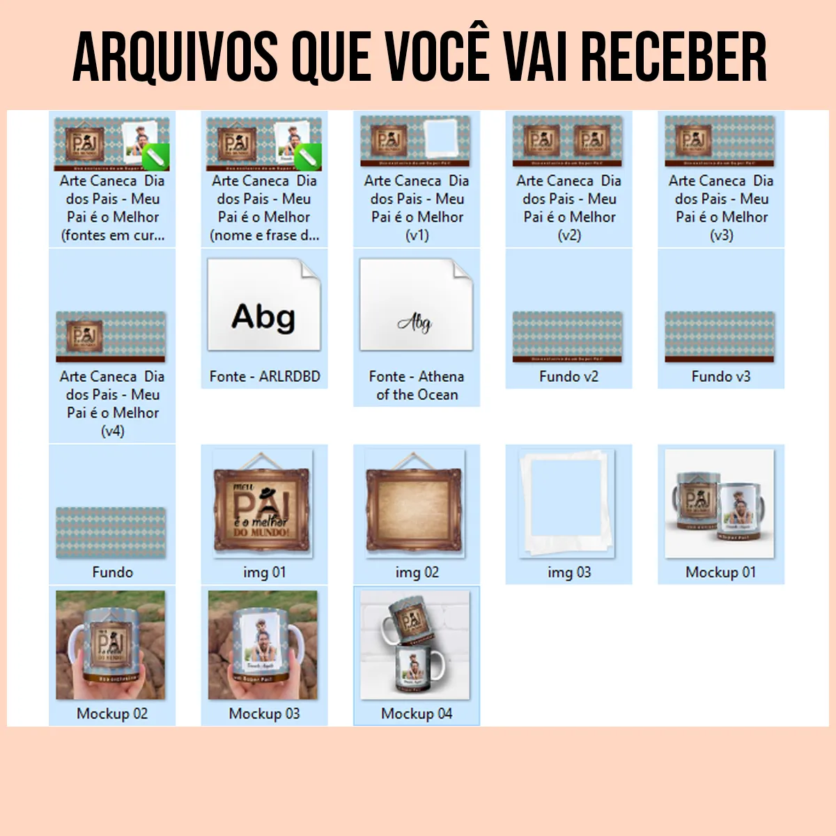 arquivos da arte para caneca dia dos pais meu pai é o melhor do mundo, fundo azul com losangos, moldura para foto e nome