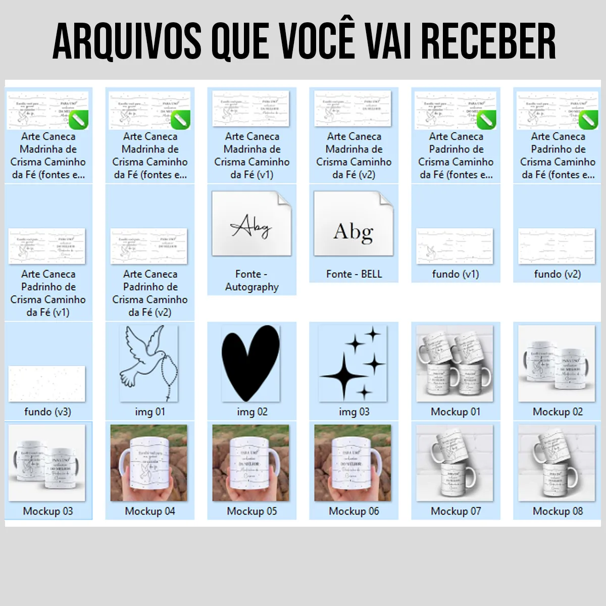 arquivos da arte para caneca padrinho e madrinha de crisma caminho da fé com pomba segurando terço e frase de fé