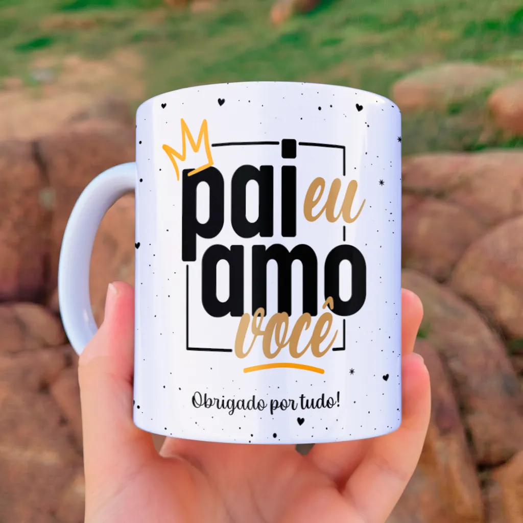 arte para caneca dia dos pais com foto pai eu amo você